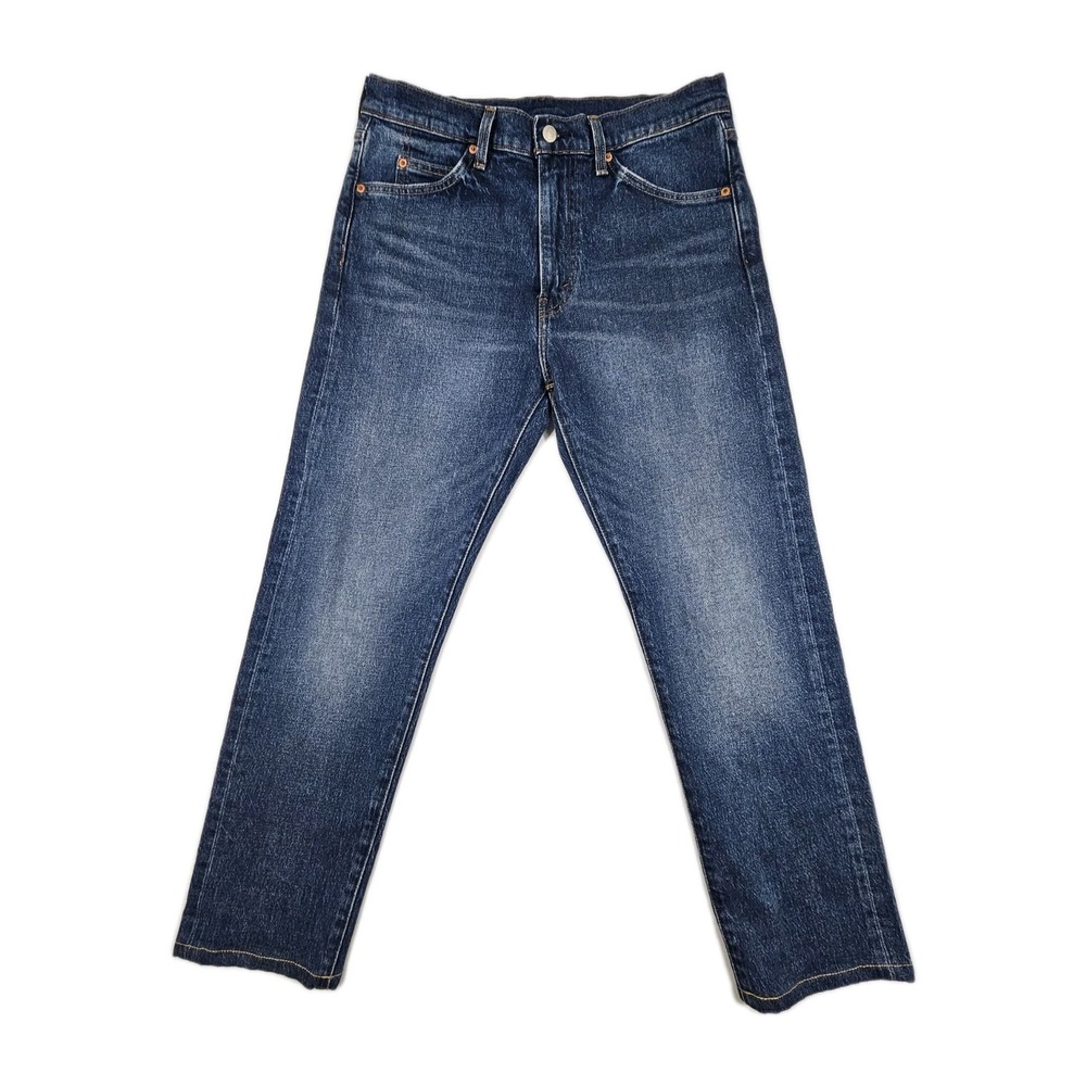 Levis 501 Premium Big E Red Tab Mens 32x32 Denim Blue Jeans Medium Wash Stretch